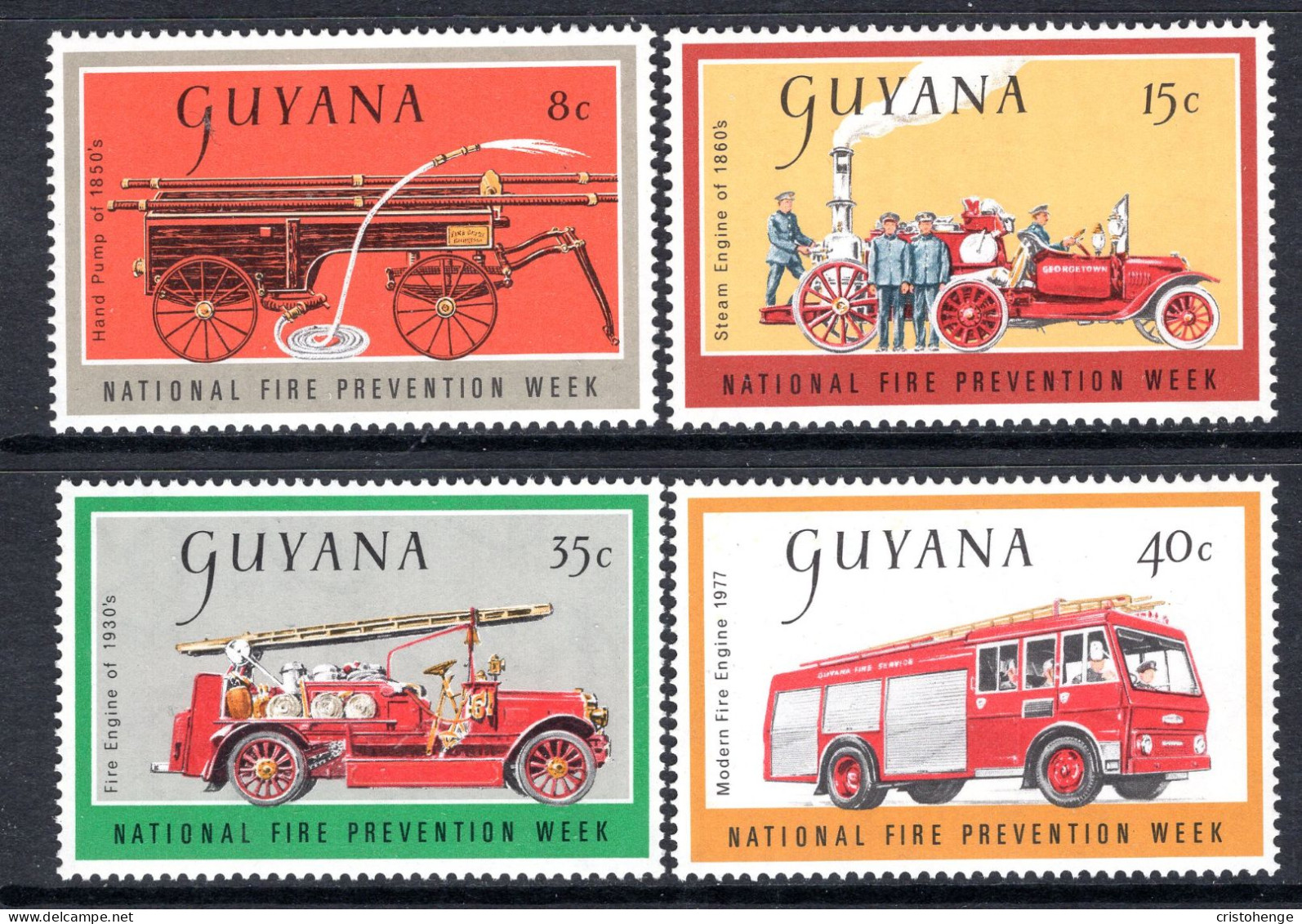 Guyana 1977 National Fire Prevention Week Set MNH (SG 677-680) - Guyana (1966-...)