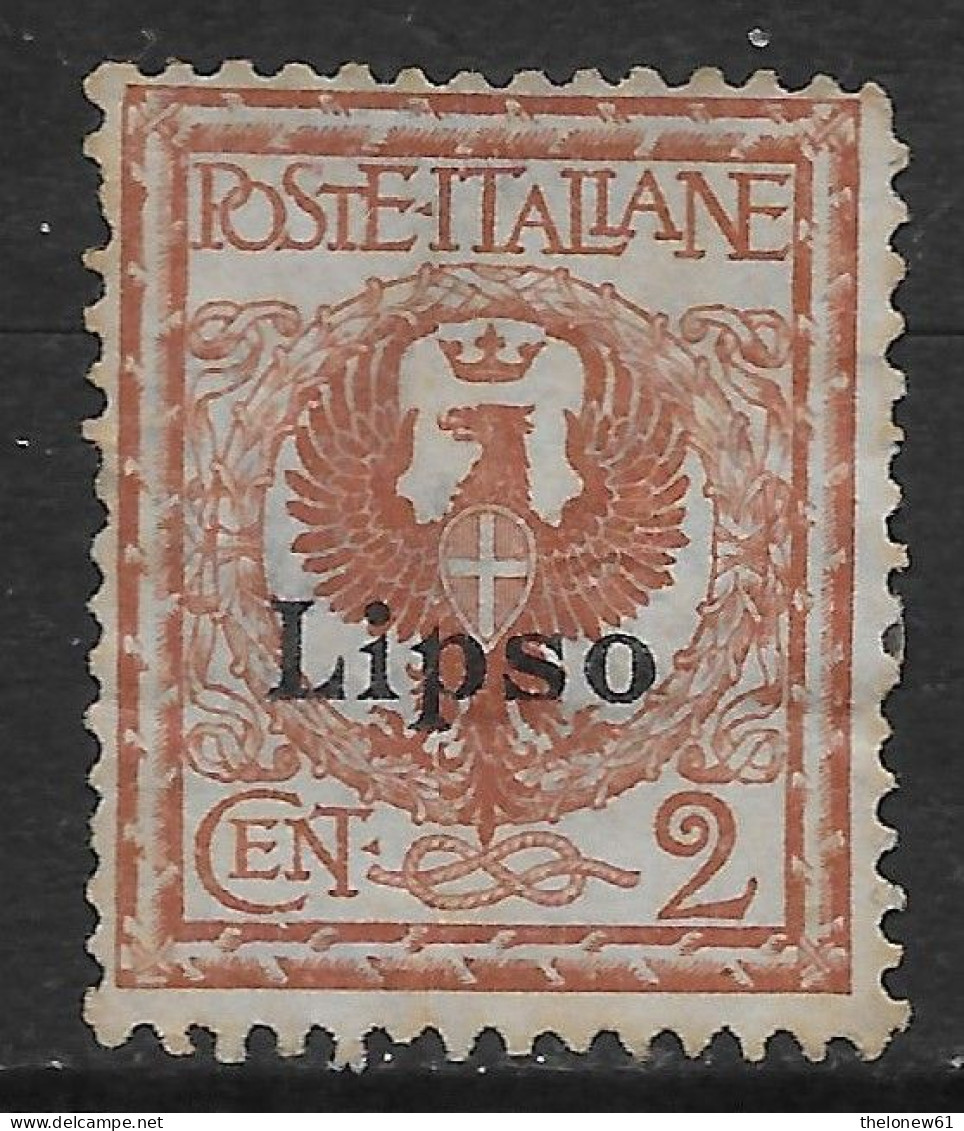 Italia Italy 1912 Colonie Egeo Lipso Floreale C2 Sa N.1 Nuovo SG - Aegean (Lipso)