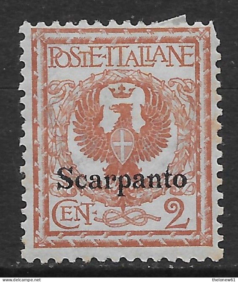 Italia Italy 1912 Colonie Egeo Scarpanto Floreale C2 Sa N.1 Nuovo MH * - Egée (Scarpanto)