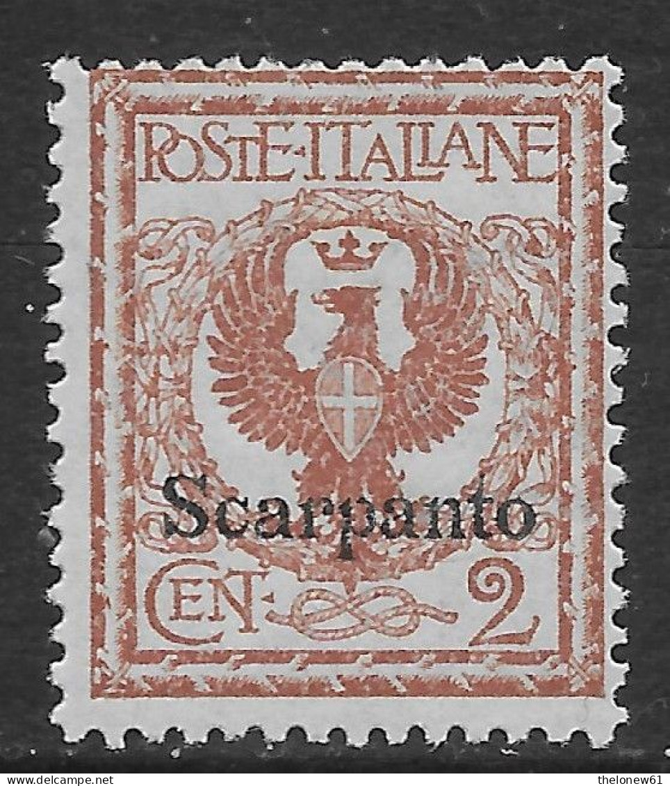 Italia Italy 1912 Colonie Egeo Scarpanto Floreale C2 Sa N.1 Nuovo MH * - Egeo (Scarpanto)