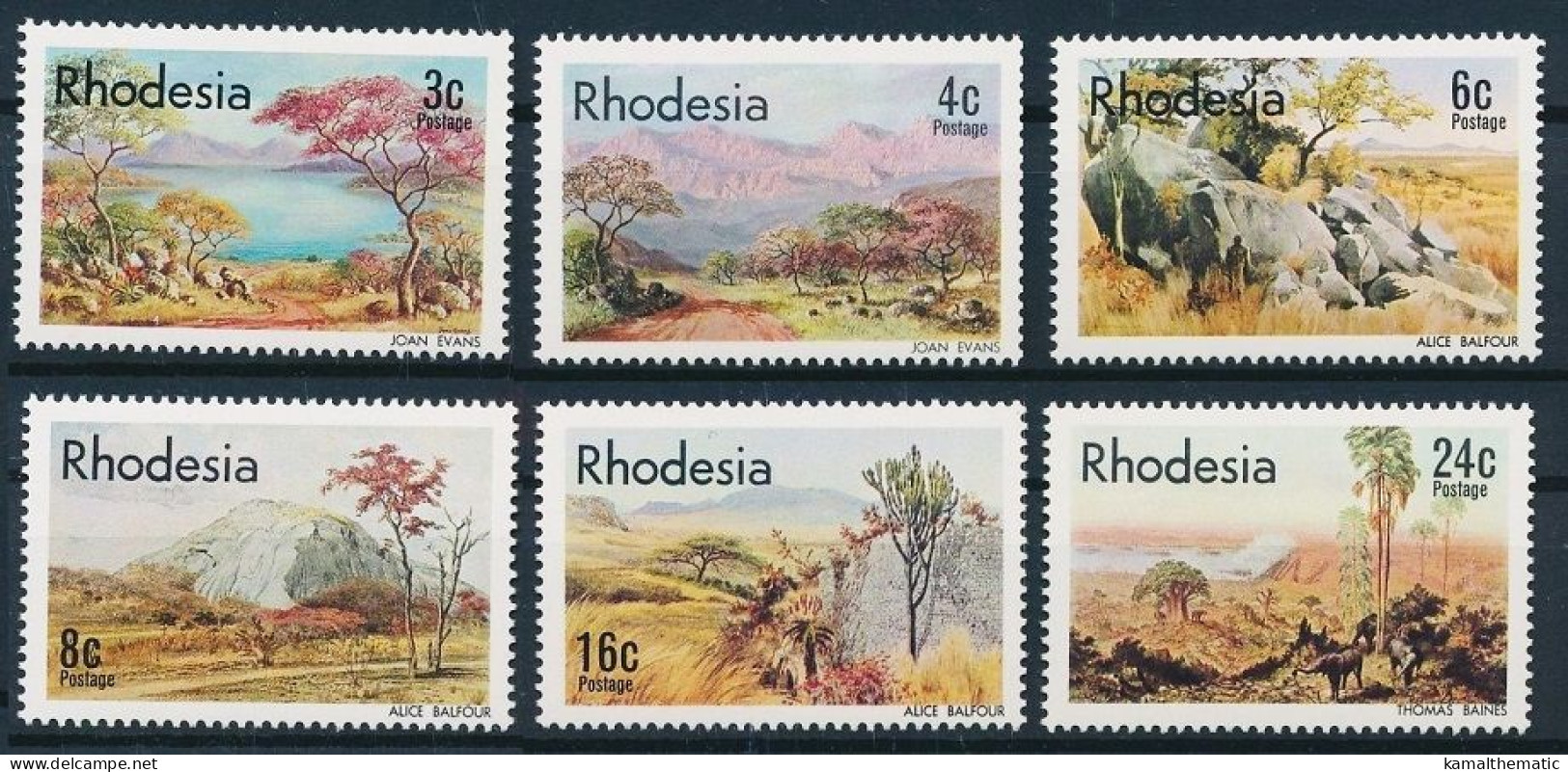 Rhodesia 1977 MNH 6v, Landscape Paintings, Art - Autres & Non Classés