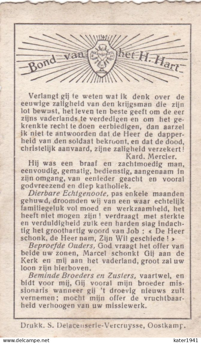 Oorlog 40 45  Wille Henri ° Oostkamp 06.10.1908 + Brugge 07.06.1940 - Religione & Esoterismo