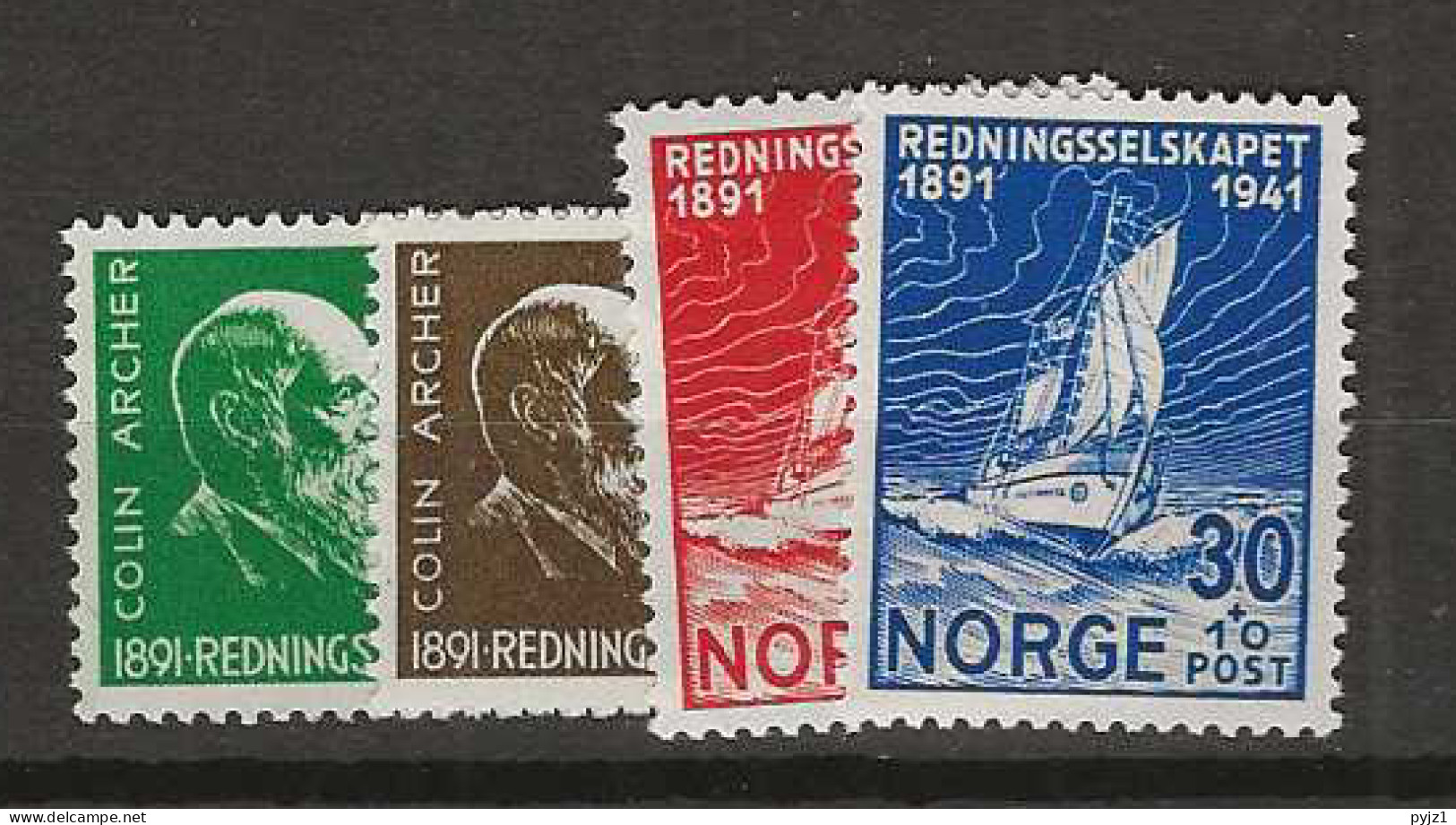 1941 MNH Norway Mi 232-35 Postfris** .. - Ungebraucht