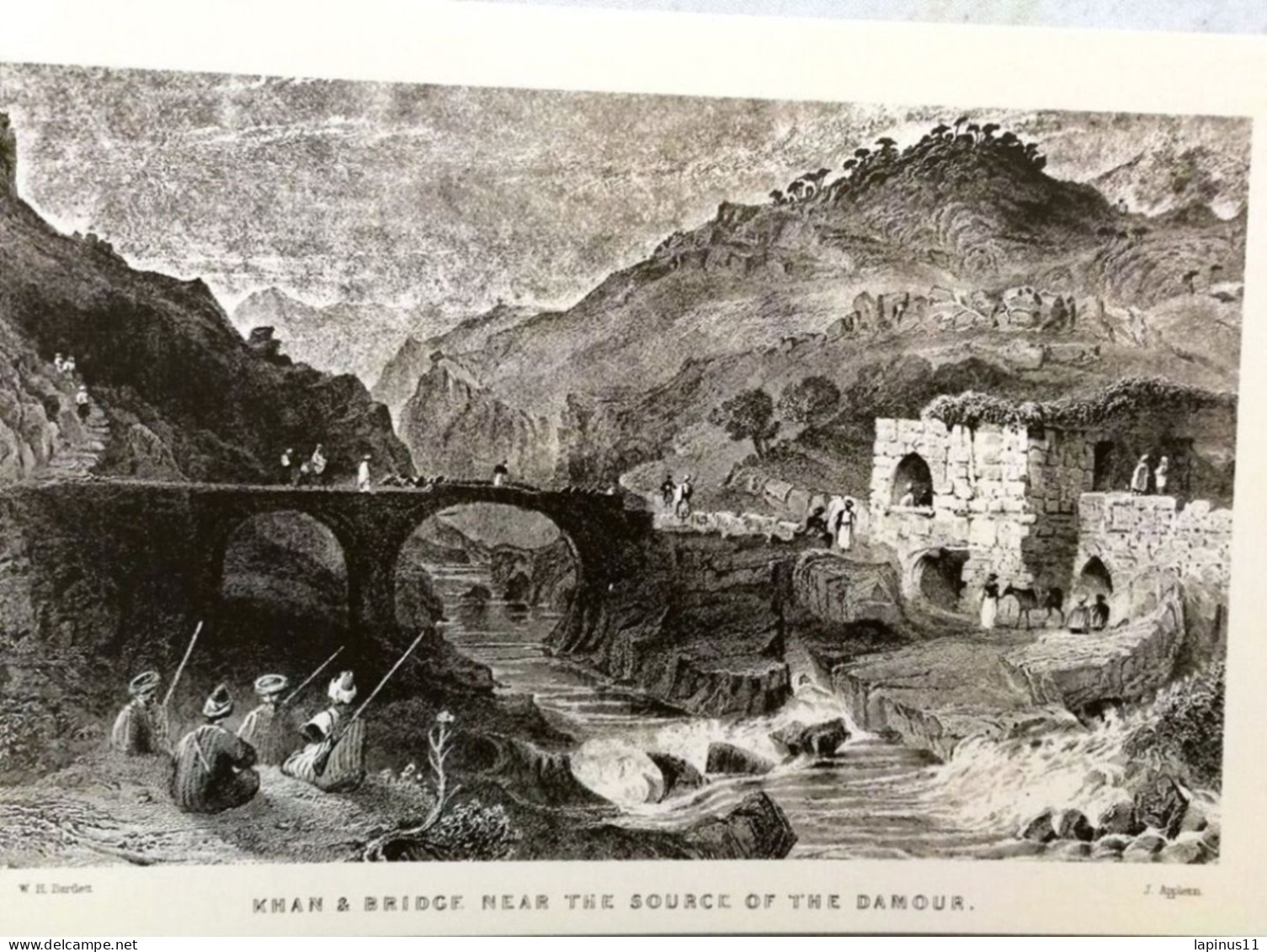 Lebanon , Liban Bartlett Vintage Khan & Bridge Near The Source Of Damour 1836 - Liban