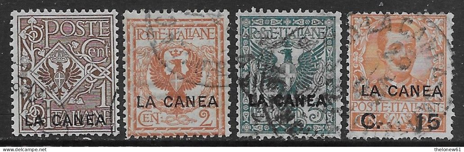 Italia Italy 1905 Estero La Canea Floreale 4val Sa N.3-5,7 US - La Canea