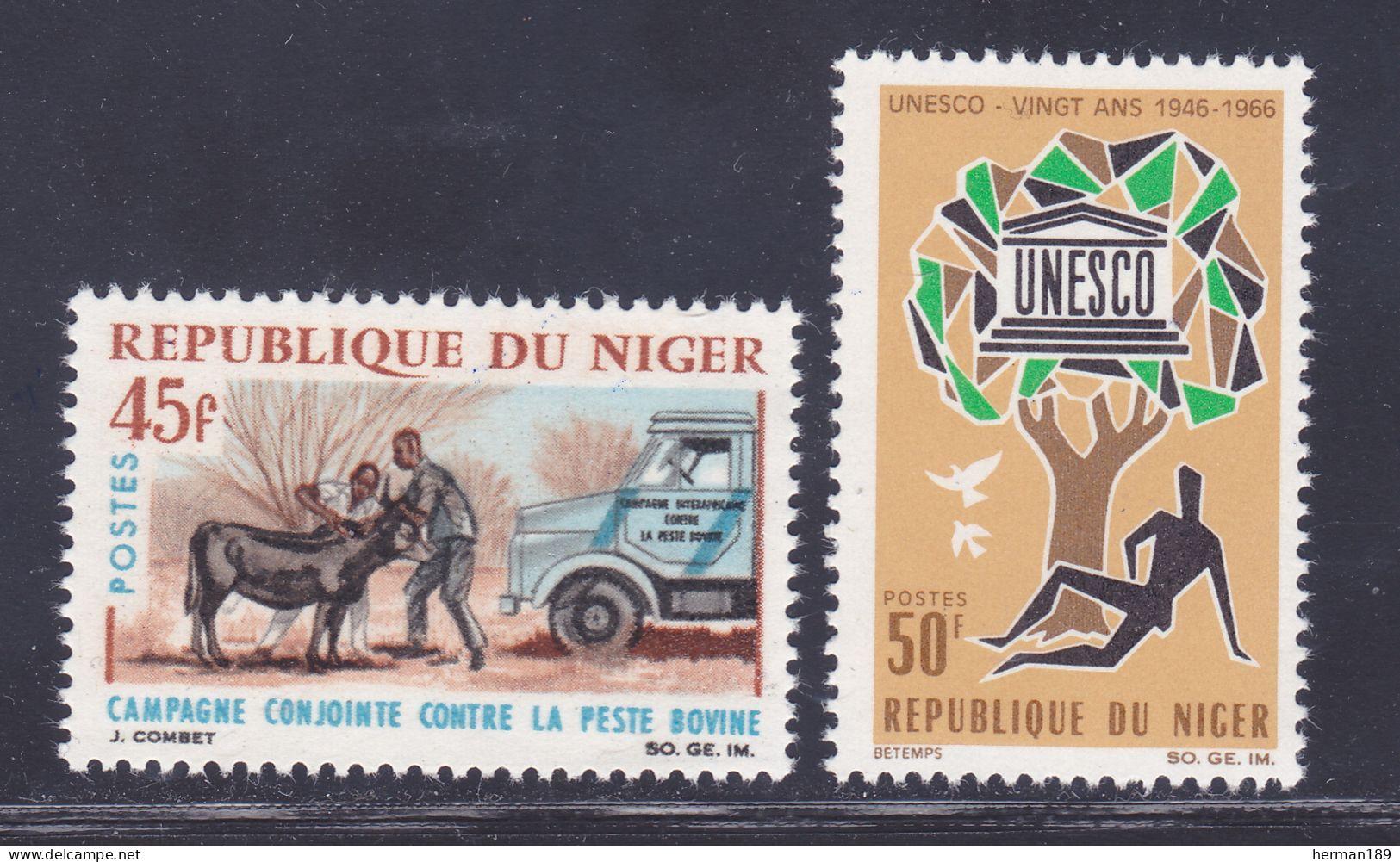 NIGER N°  184 & 185 ** MNH Neufs Sans Charnière, TB (D7573) Peste Bovine, UNESCO - 1966 - Niger (1960-...)