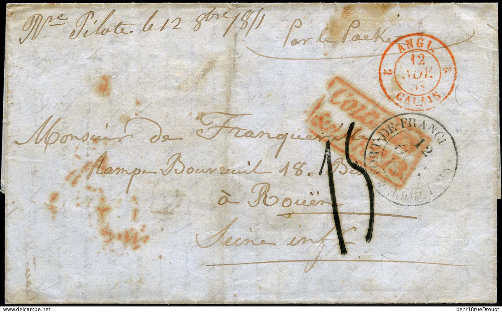 Obl. Précurseur. Lettre Portant La Griffe Linéaire De RIVIERE PILOTE Le 12 Novembre 1851 Frappée Du Grand CàD De FORT-DE - Andere & Zonder Classificatie