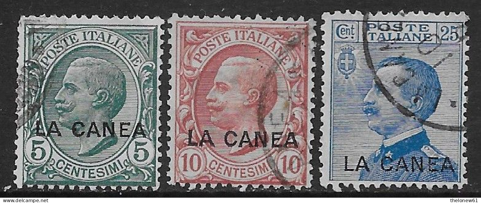 Italia Italy 1907 Estero La Canea Effigie 3val Sa N.14-15,17 US - La Canea