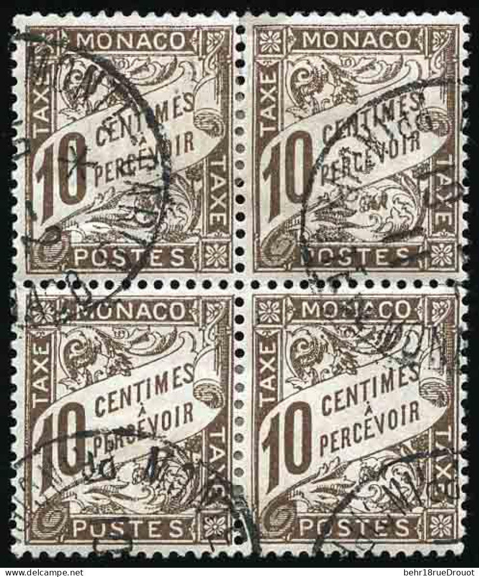 Obl. 4 - Timbres-Taxe. 10c. Brun. Bloc De 4. Obl. CàD. TB. - Altri & Non Classificati