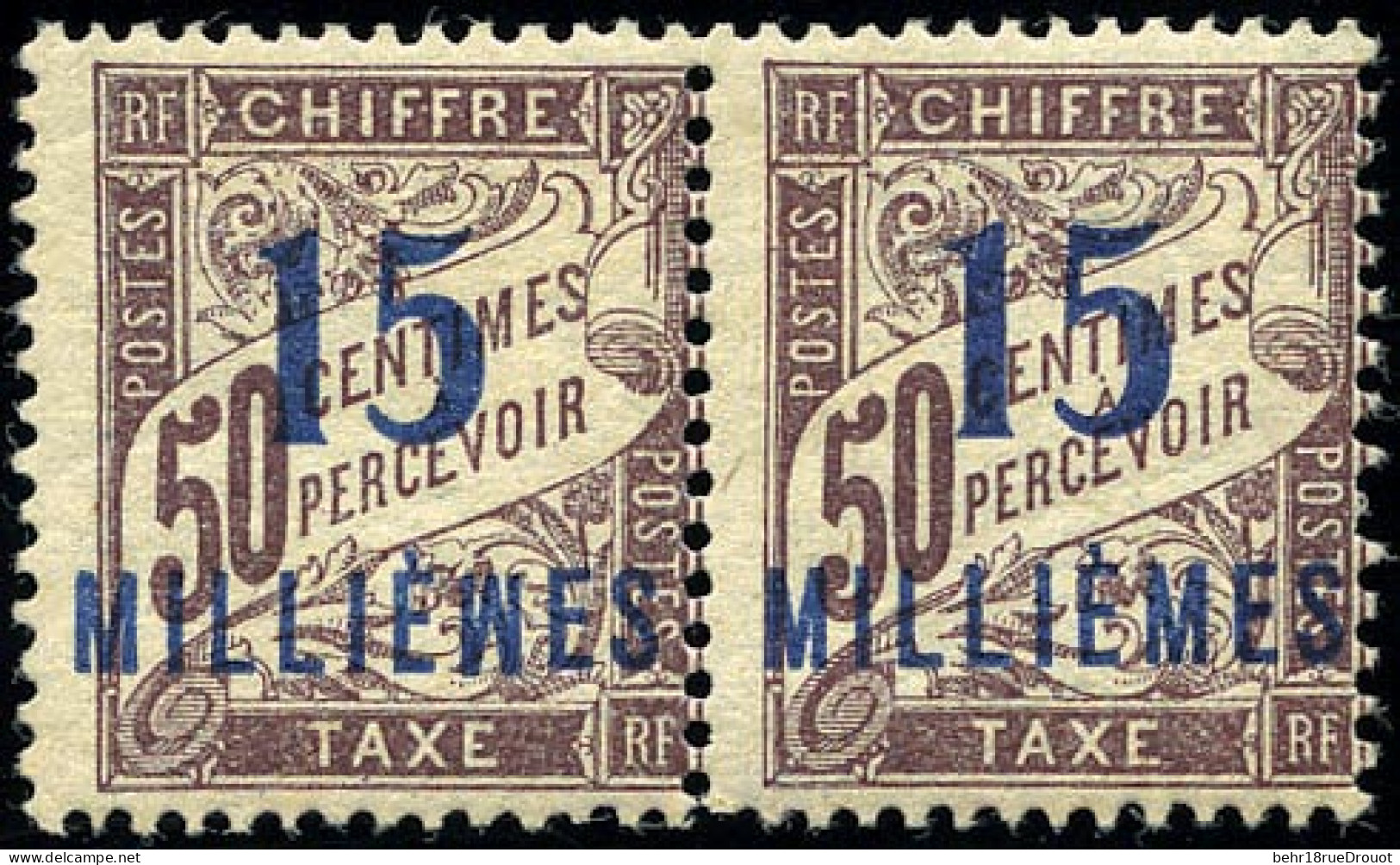 * 5j + 6h + 7h + 8h - Timbres-Taxe. Variété 2ème "M" De MILLIEMES Renversé Tenant à Normal. TB. - Altri & Non Classificati