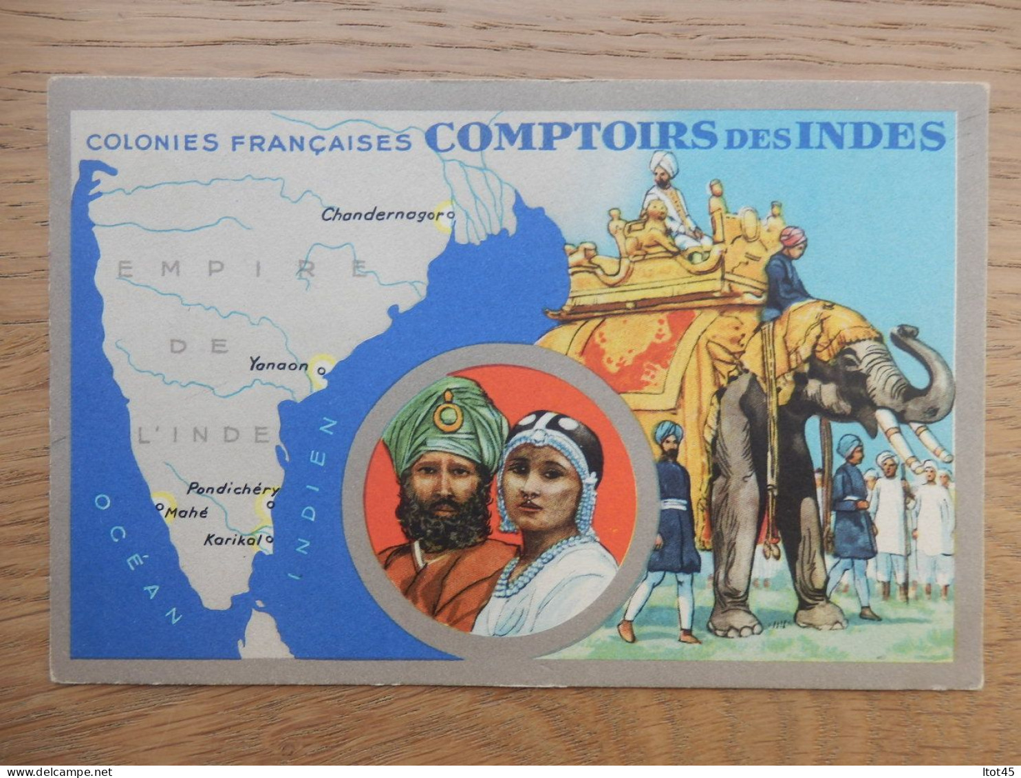 GRANDE CARTE COLONIE FRANCAISE COMPTOIRS DES INDES LION NOIR - Other & Unclassified