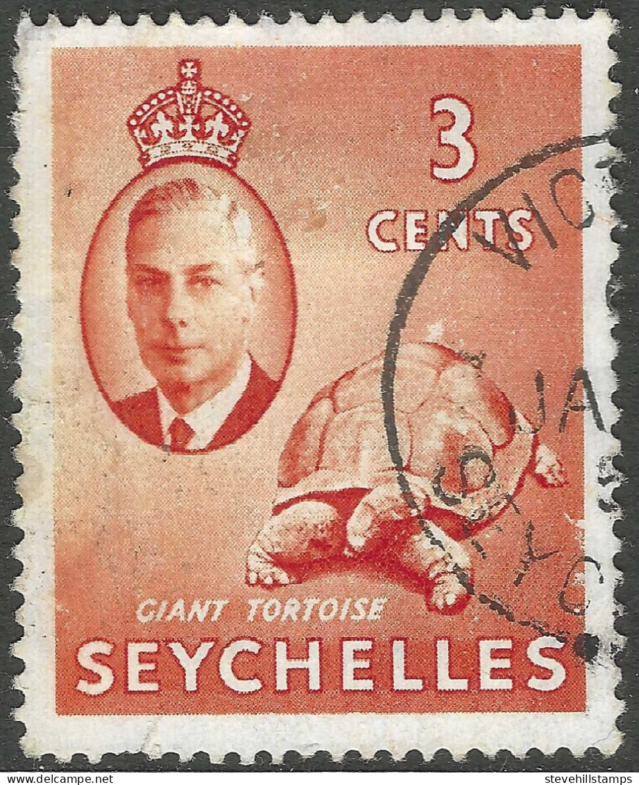 Seychelles. 1952 KGVI. 3c Used. SG 159. M3176 - Seychelles (...-1976)