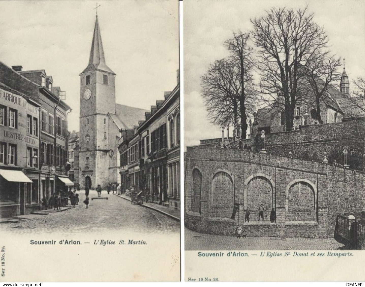 SOUVENIR D'ARLON : L'Eglise St. Donat Et Ses Remparts + L'Eglise St. Martin. (2 Cartes Impeccables.) - Arlon