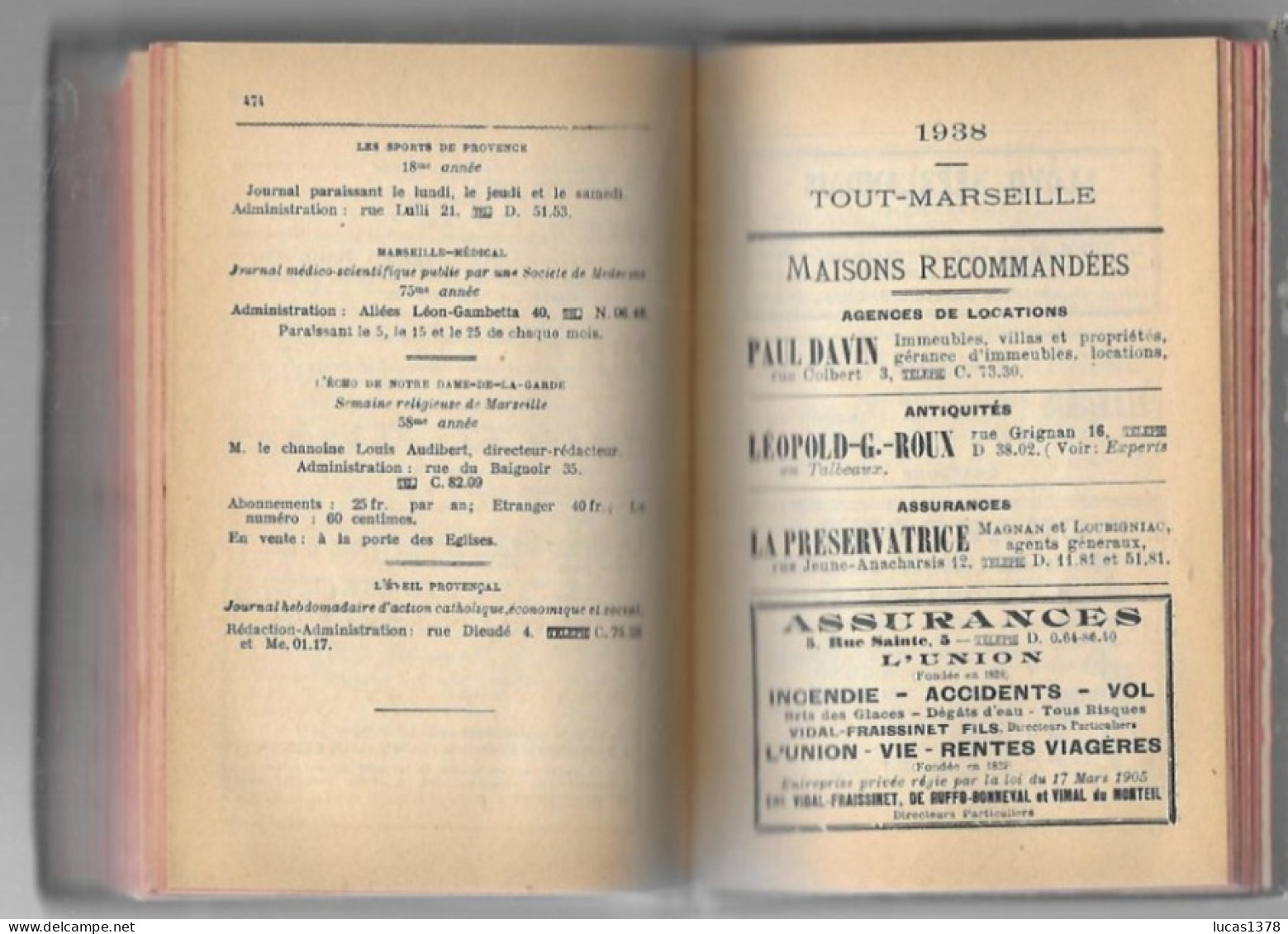 ANNUAIRE TOUT MARSEILLE ET TOUT AIX 1938 - Géographie