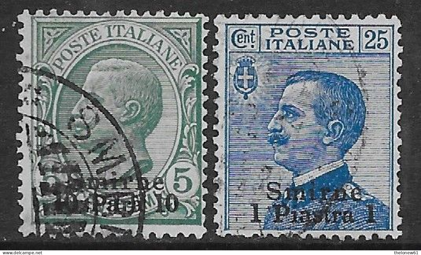 Italia Italy 1909 Estero Smirne Effigie 2val Sa N.1,4 US - Bureaux D'Europe & D'Asie