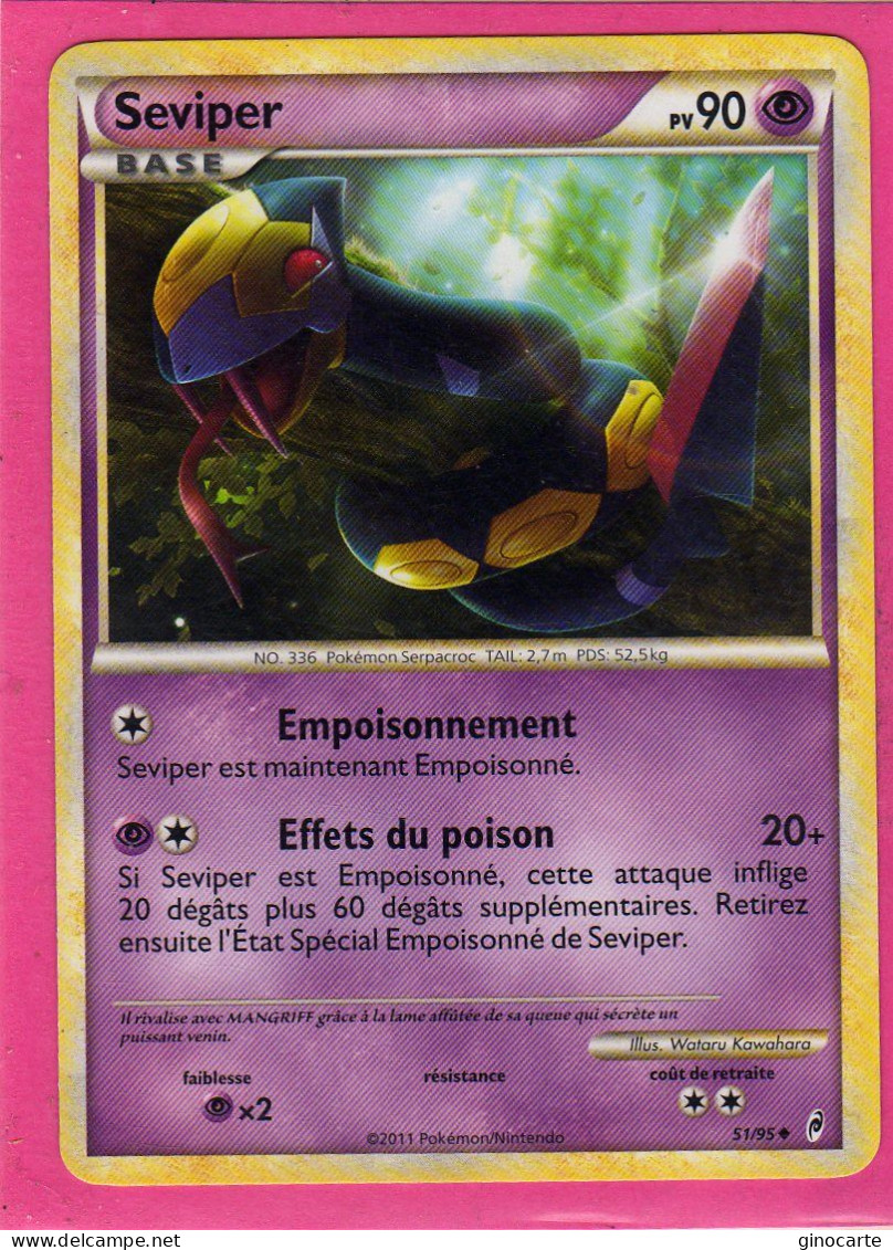 Carte Pokemon Francaise 2011 Noir Et Blanc Appel Legende 51/95 Seviper 90pv Bon Etat - Noir & Blanc