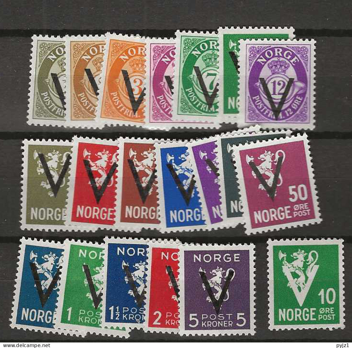 1941 MNH Norway Mi 237-356Y (no Watermark) Postfris** - Neufs