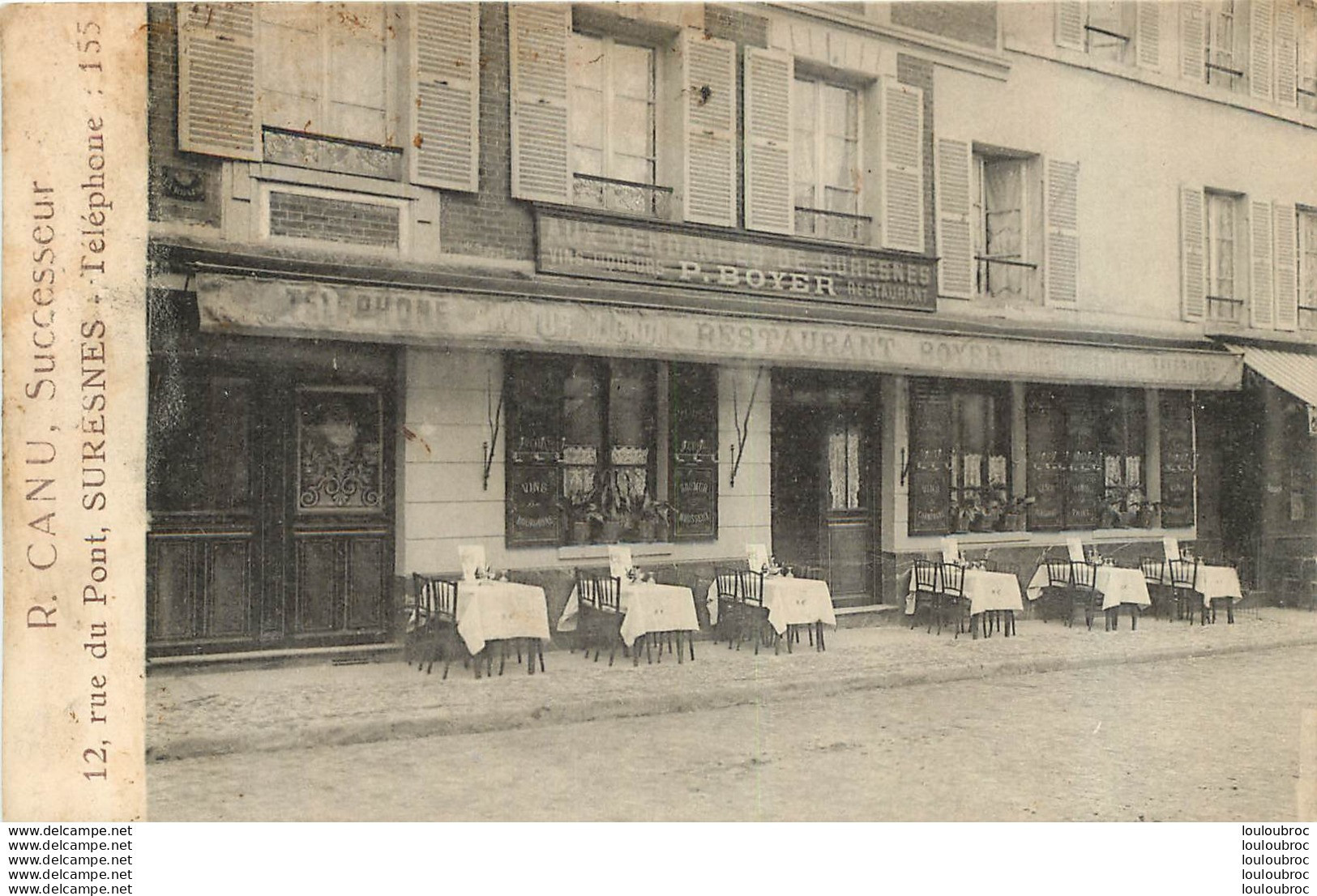 SURESNES R. CANU SUCCESSEUR  12 RUE DU PONT RESTAURANT - Suresnes