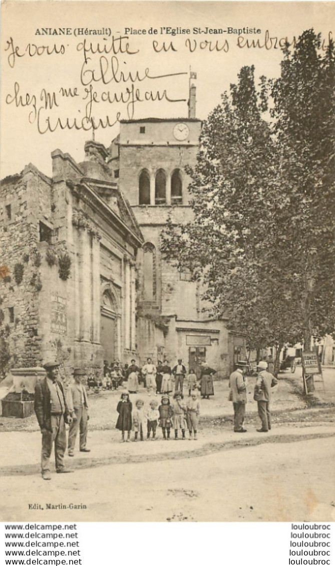 ANIANE PLACE DE L'EGLISE SAINT JEAN BAPTISTE - Aniane