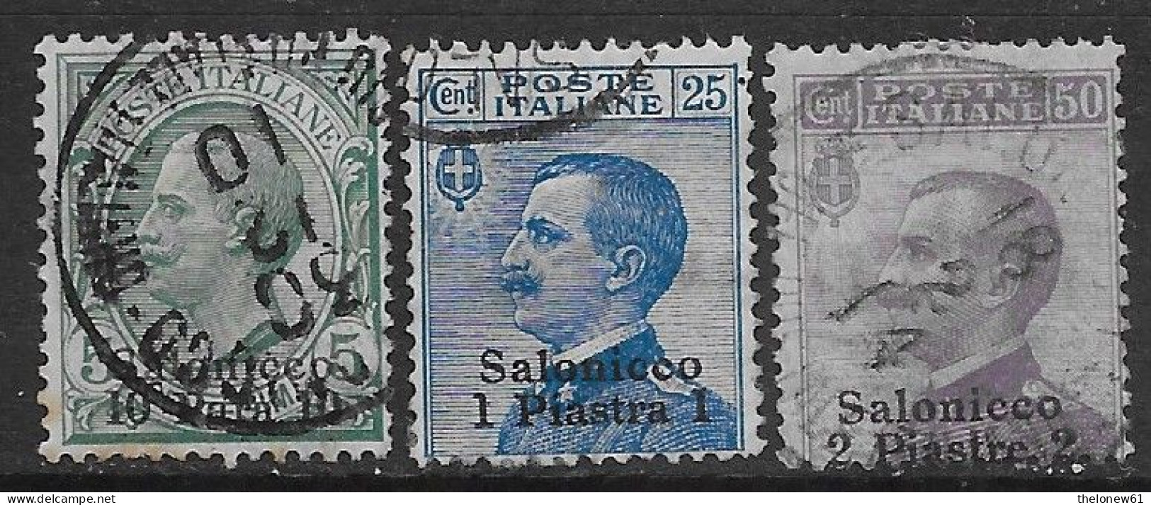 Italia Italy 1909 Estero Salonicco Effigie 3val Sa N.1,4-5 US - European And Asian Offices