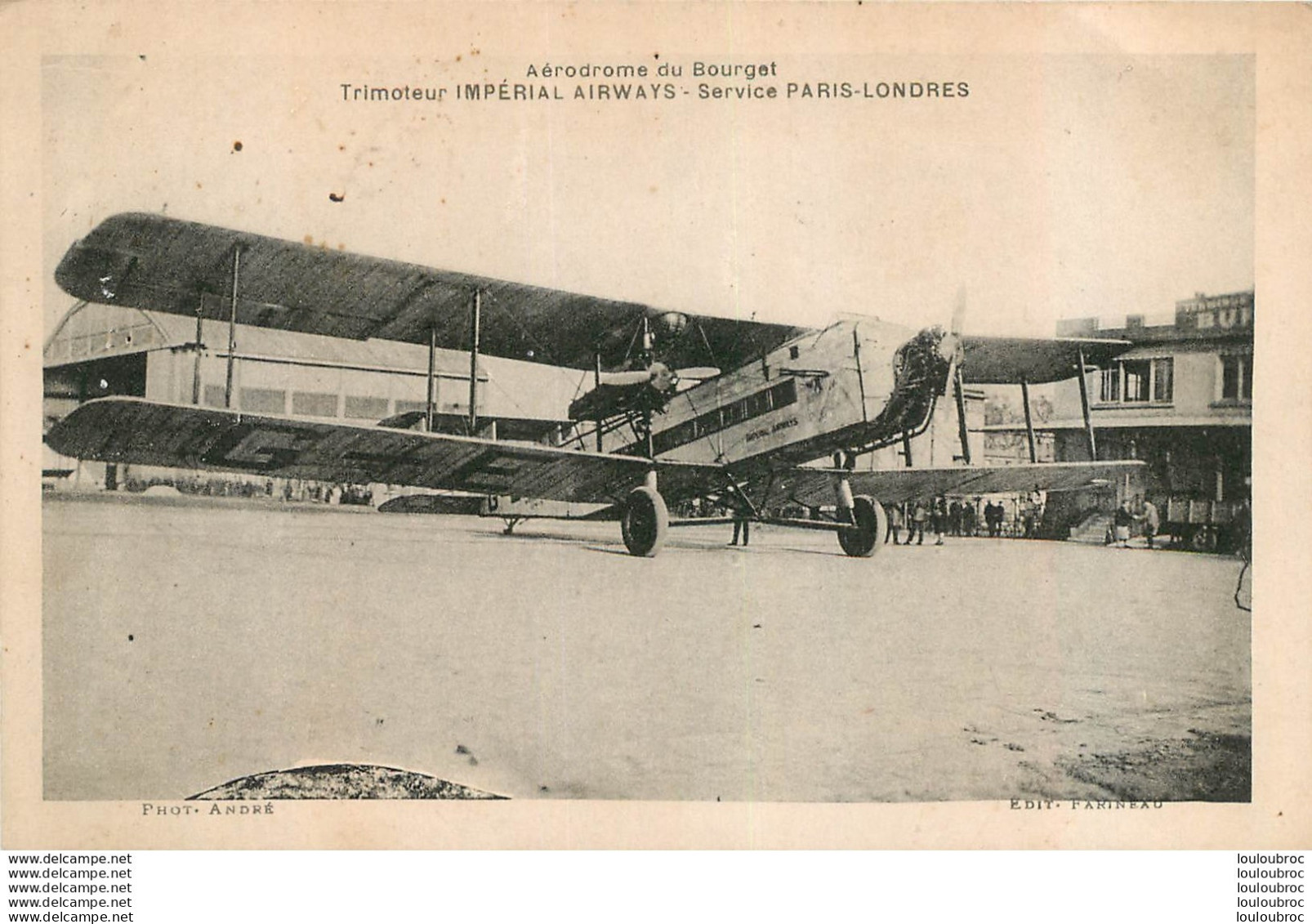 TRIMOTEUR IMPERIAL AIRWAYS SERVICE PARIS LONDRES AERODROME DU BOURGET - 1946-....: Moderne