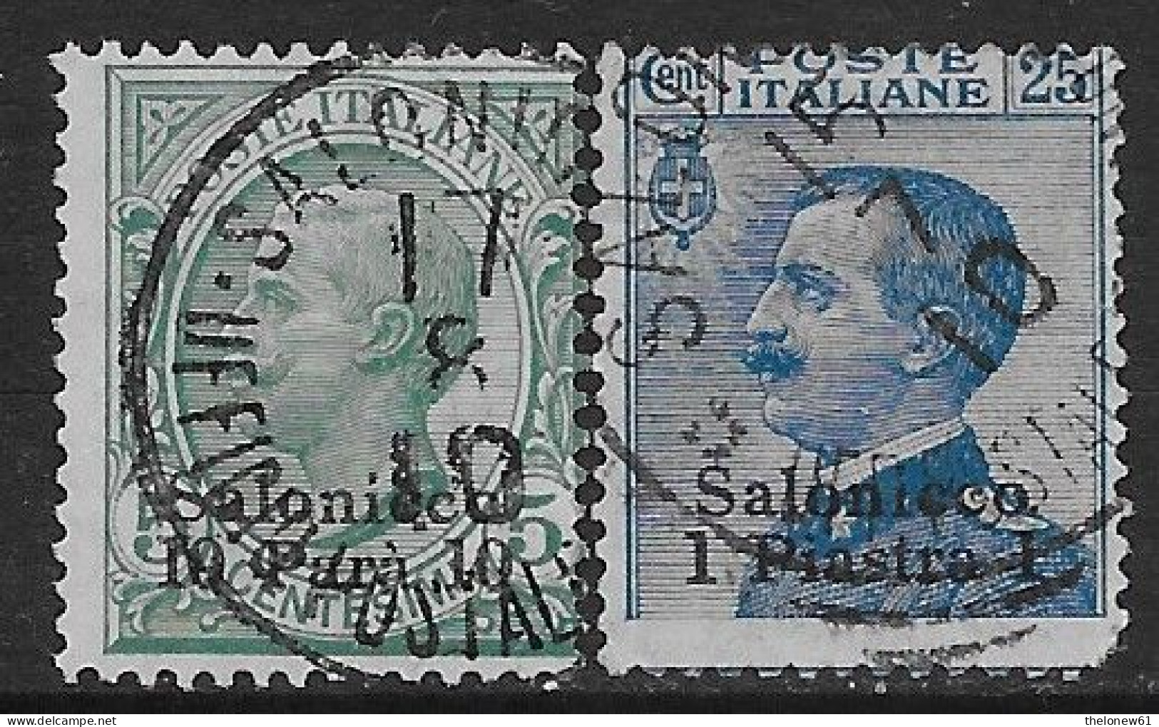Italia Italy 1909 Estero Salonicco Effigie 2val Sa N.1,4 US - Bureaux D'Europe & D'Asie