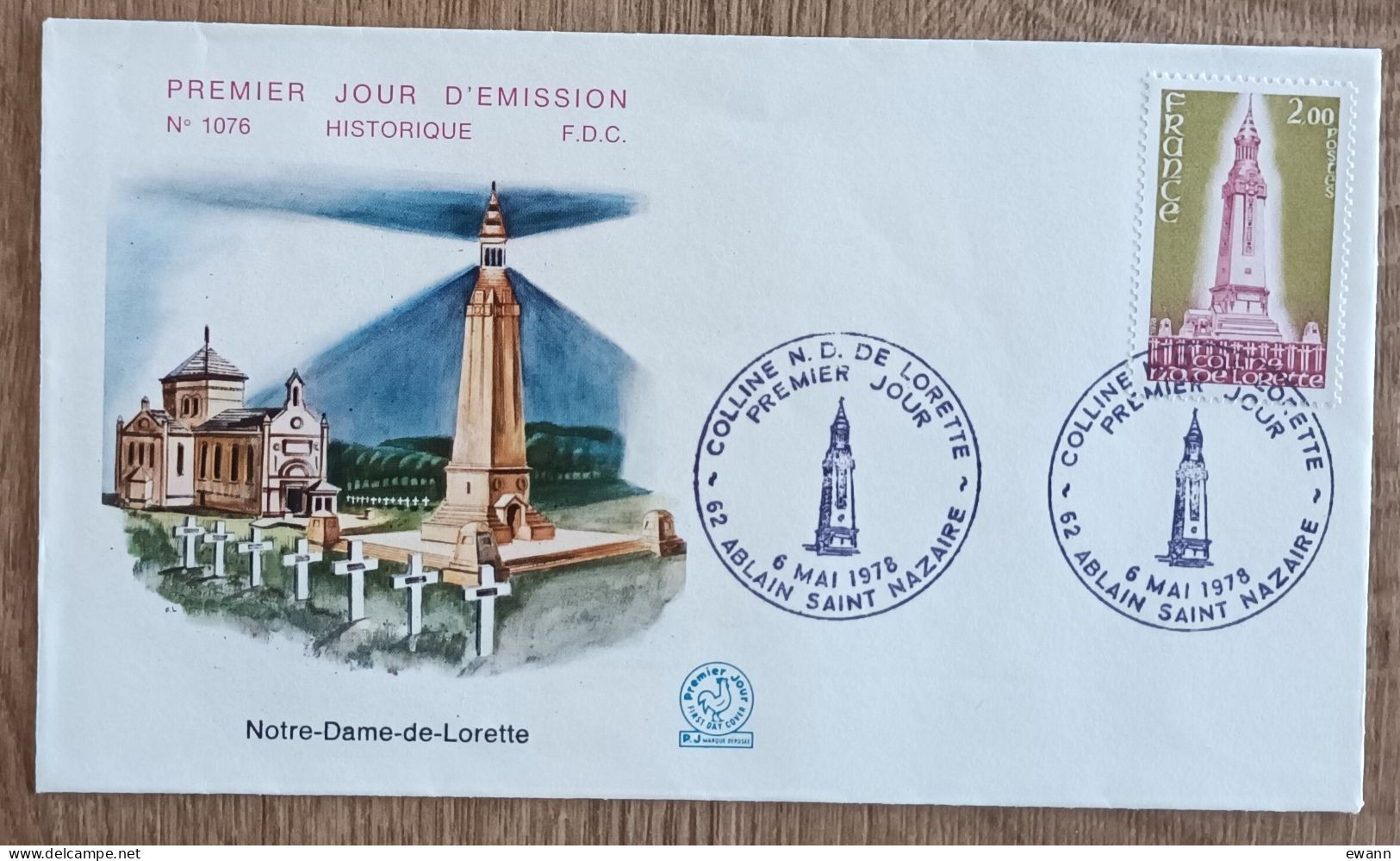 FDC 1978 - YT N°2010 - COLLINE NOTRE DAME DE LORETTE - ABLAIN SAINT NAZAIRE - 1970-1979