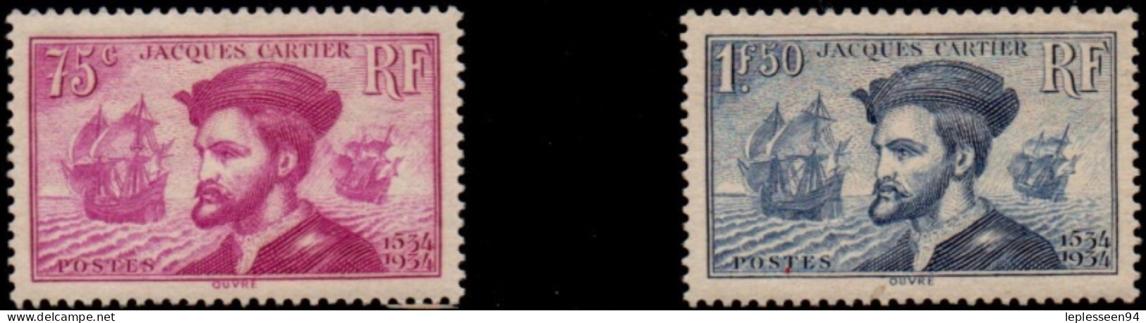 4eme Centenaire Jacques Cartier (la Paire 75c & 1,5fr) - Unused Stamps