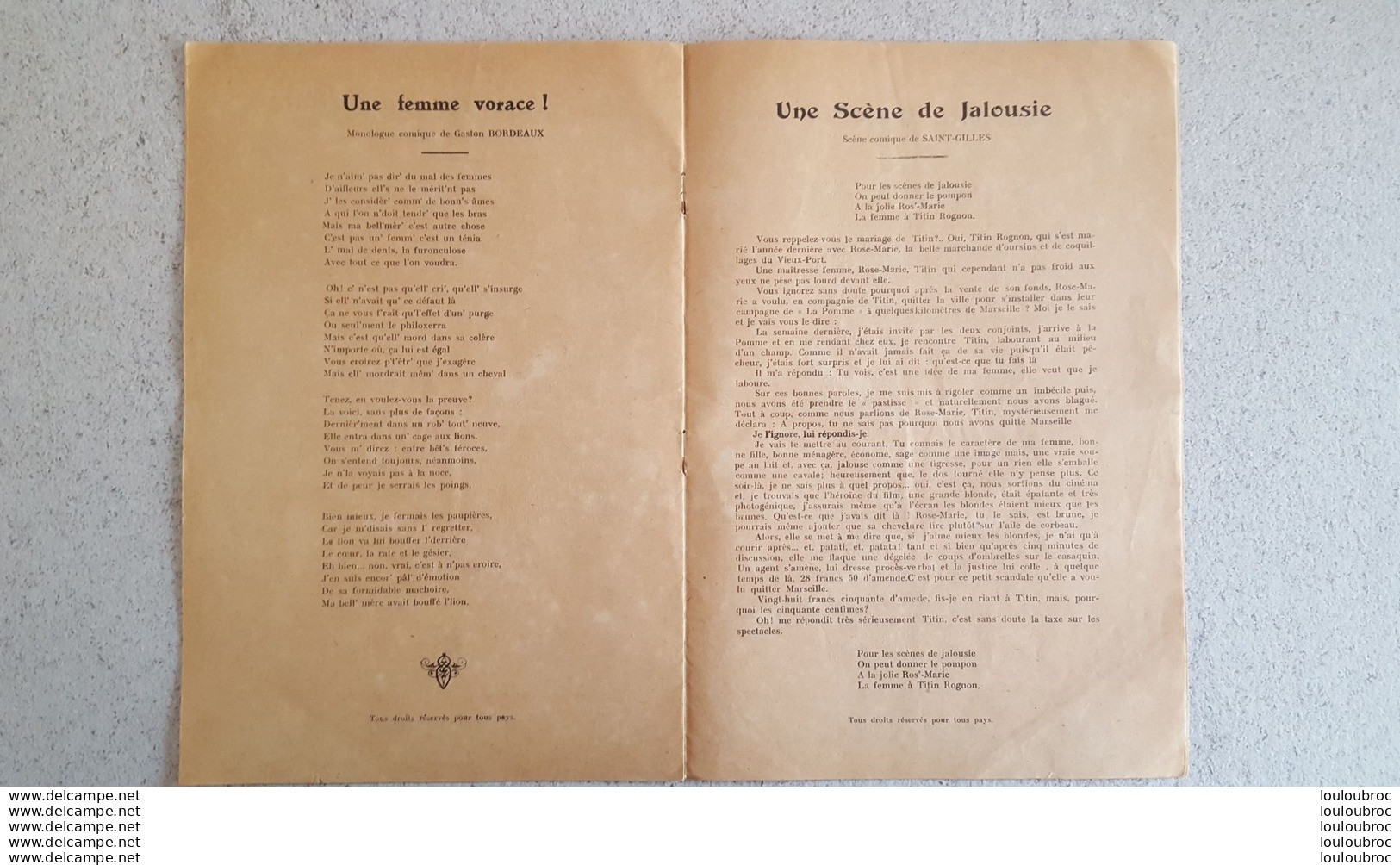 RECUEIL DE DOUZE MONOLOGUES  ET SCENES COMIQUES A DIRE APRES UN REPAS DE NOCES EDITIONS JEAN PICOT 16 PAGES - Unclassified