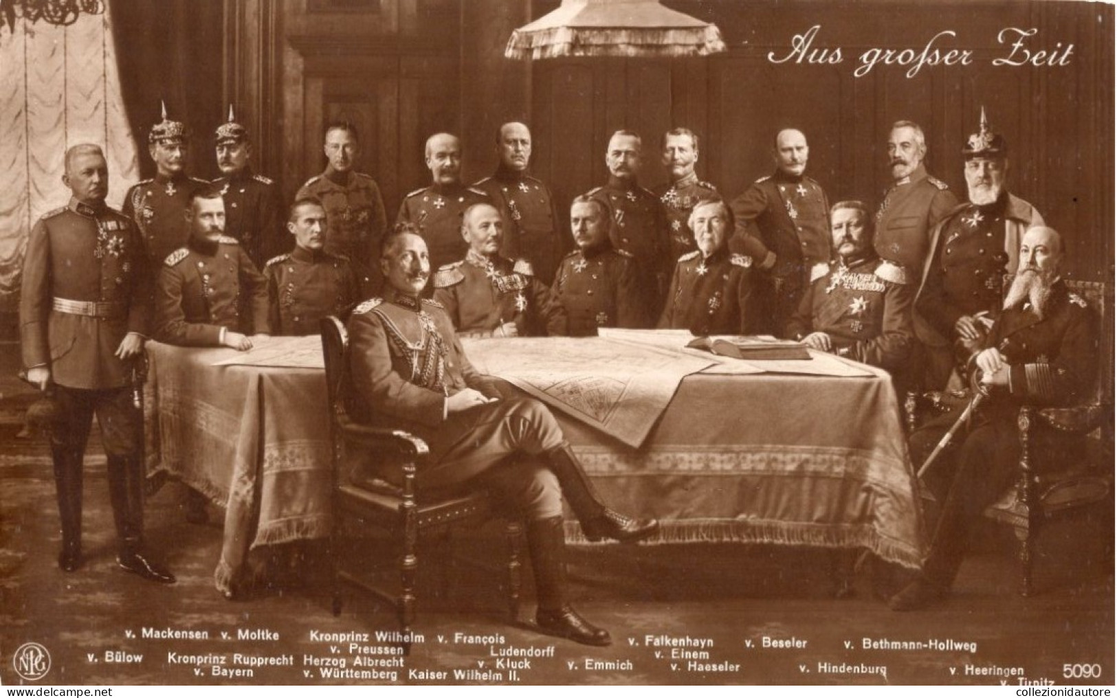 AUS GROSSER BEIT - GRUPPENFOTO KRONPRINZ GENERÄLE AUS GROSSER ZEIT AB - CARTOLINA FP NON UTILIZZATA - War 1914-18