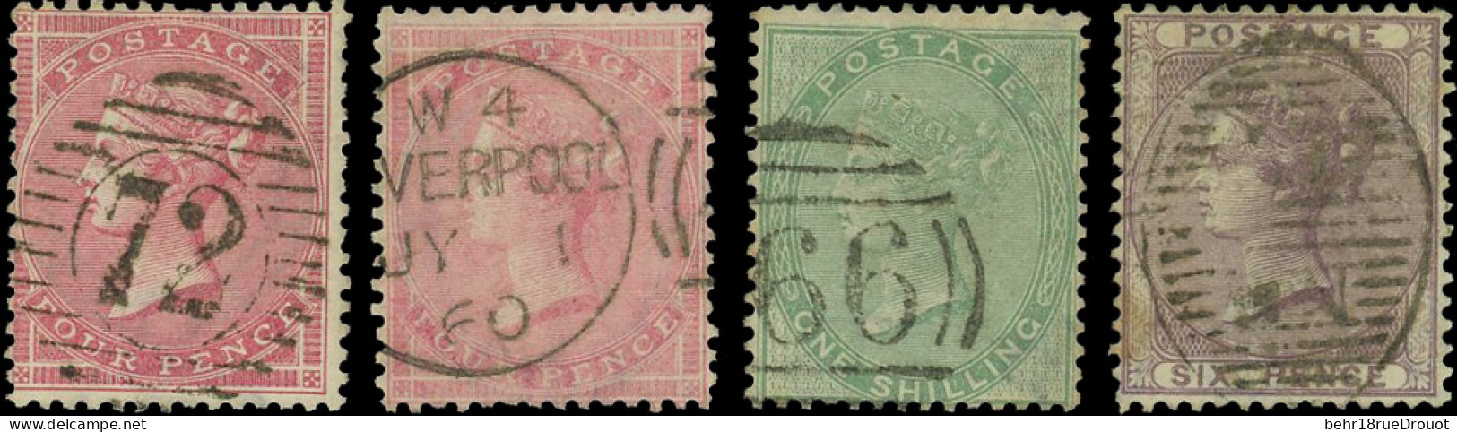 Obl. SG#66x2+ 68 + 73 - Set Of 4 Stamps Of The 3 Values Of No Corner Letters. SUP. - Autres & Non Classés