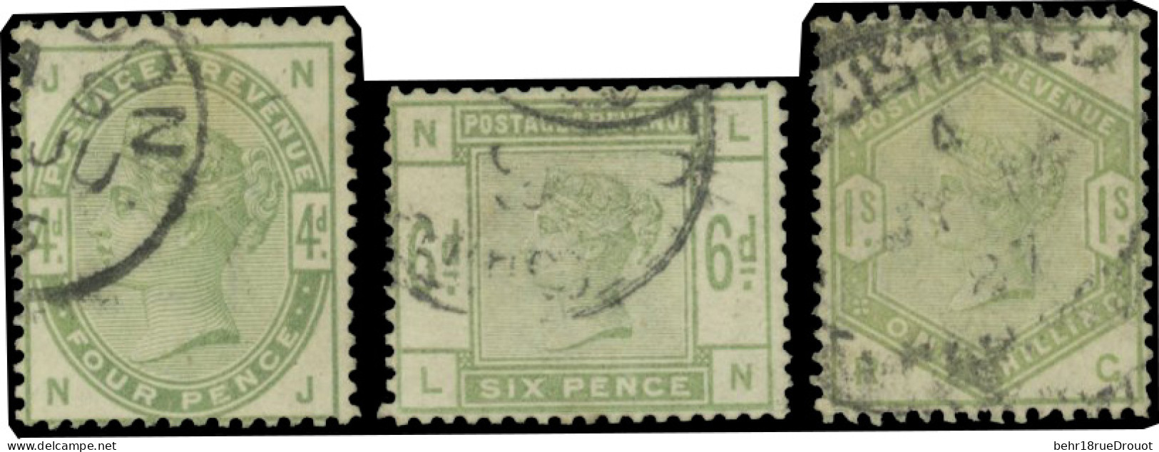 Obl. SG#192+ 194 + 196 - 4d. Dull Green + 6d. Dull Green + 1s. Dull Green. Used. VF. - Autres & Non Classés