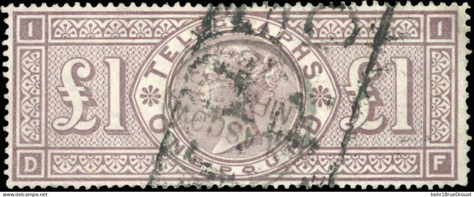 Obl. SG#T17 - Telegraph Stamps. 1£. Brown-lilas. VF. - Autres & Non Classés