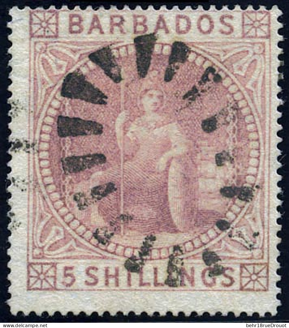Obl. SG#64 - 5sh. Rose. Used Of Light Postmark. Usual Decentering. VF. - Barbades (...-1966)