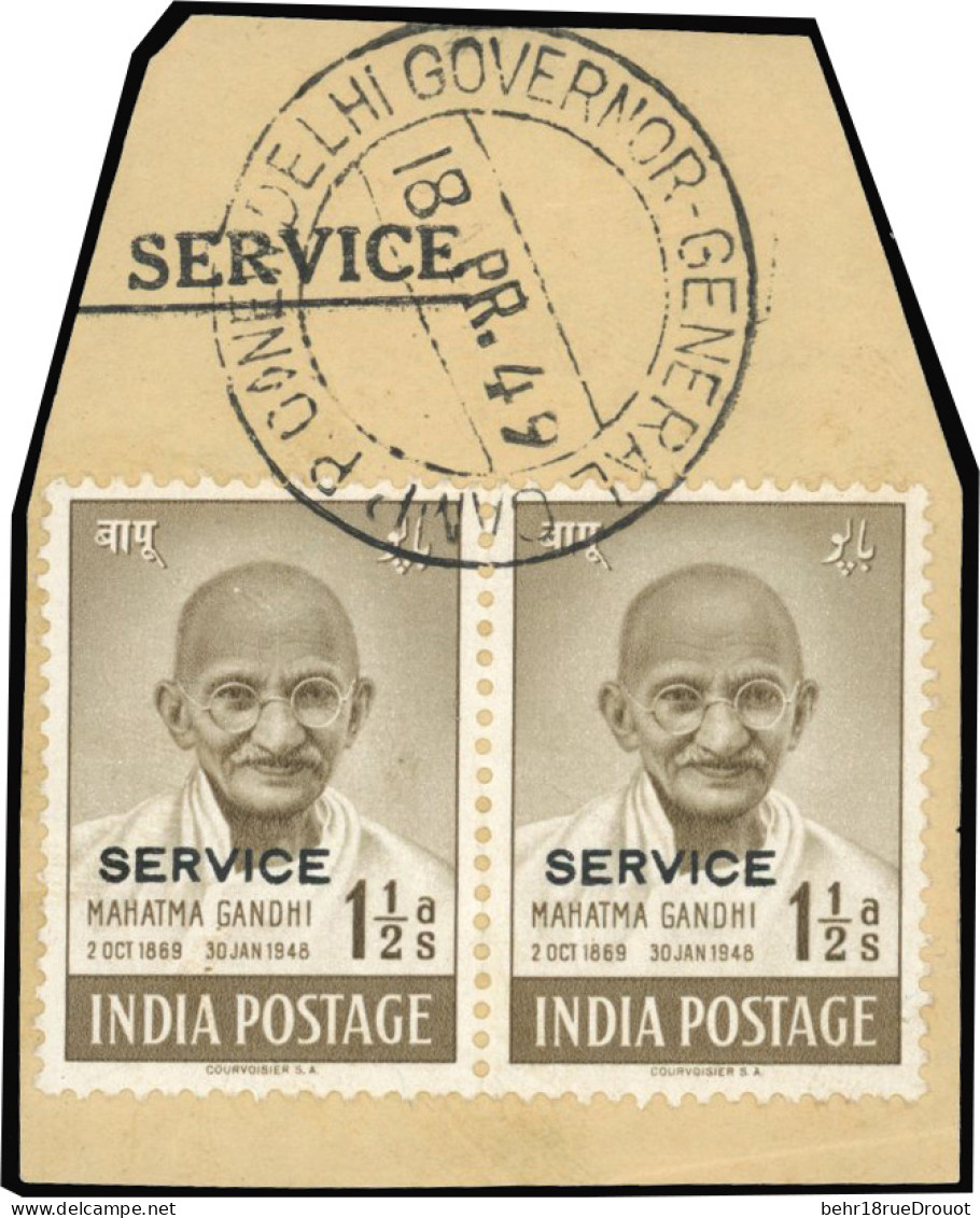 Obl. SG#O150a - Official Stamps. 1/2a. Brown. 1 Pair And 2 Single Stamps ''GHANDI''. Used. Optd ''SERVICE'' In Black. SU - Fiji (...-1970)