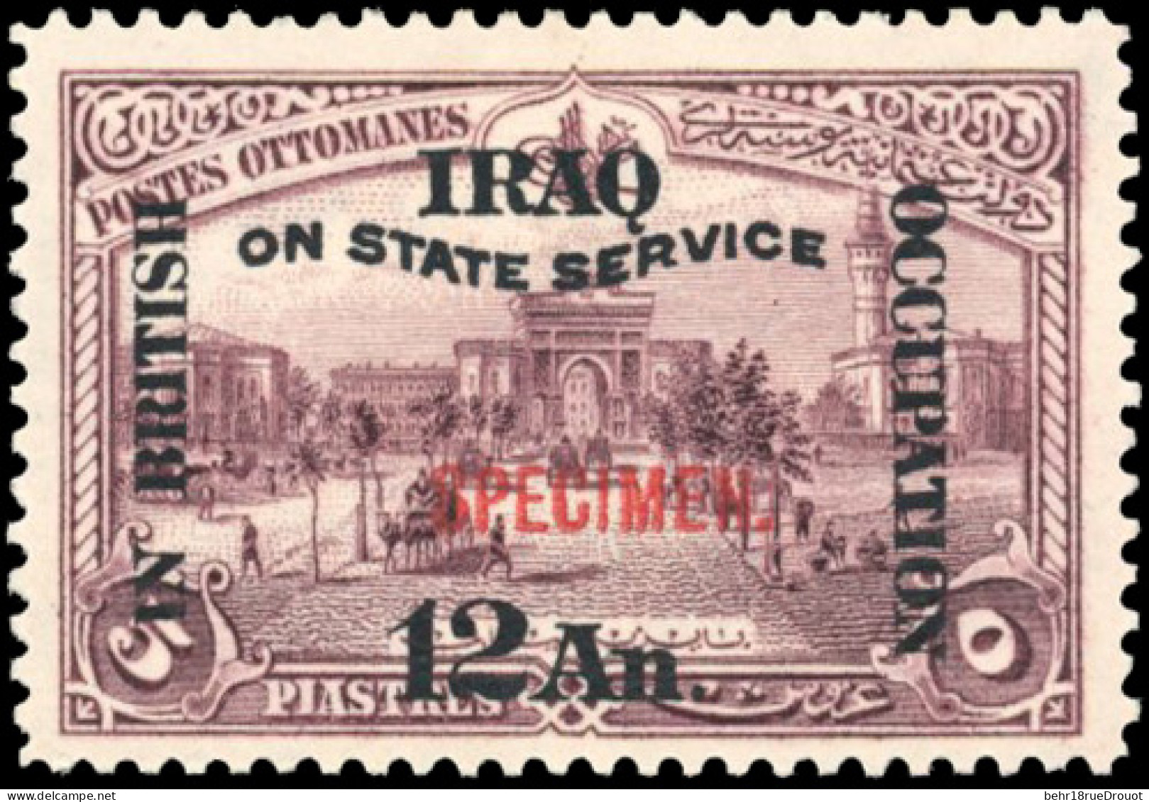 * SG#O27 - 12a. On 5pi. Purple. Opt. SPECIMEN. VF. - Iraq