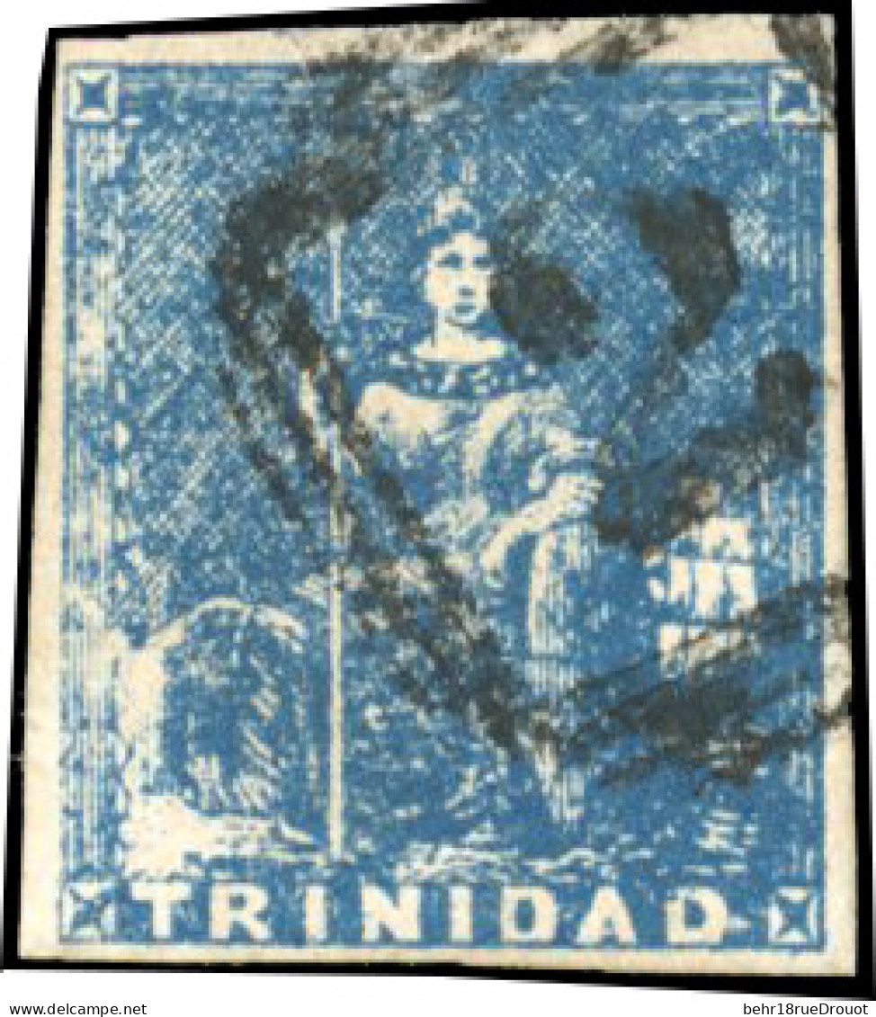 Obl. SG#16 - 1sh. Deep Dull Blue. Third Issue. Used. VF. - Trinidad & Tobago (...-1961)