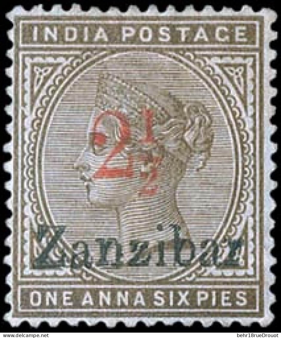 * SG#30 - 2 1/2 On 1a. 6p. Sepia. VF. - Zanzibar (...-1963)