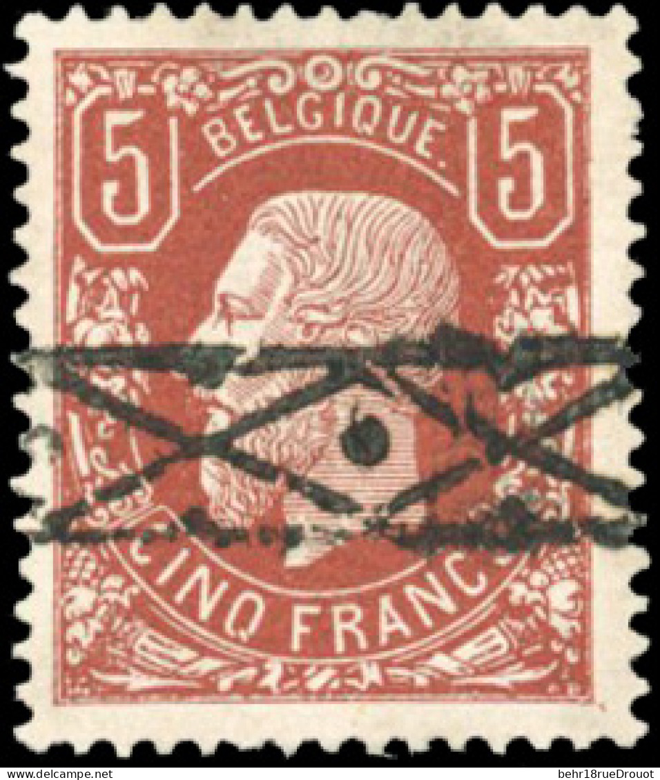 Obl. COB#37 - 5F. Brun-rouge. Type De 1869 - Leopold II. Obl. Roulette. Bon Centrage. TB. - Other & Unclassified