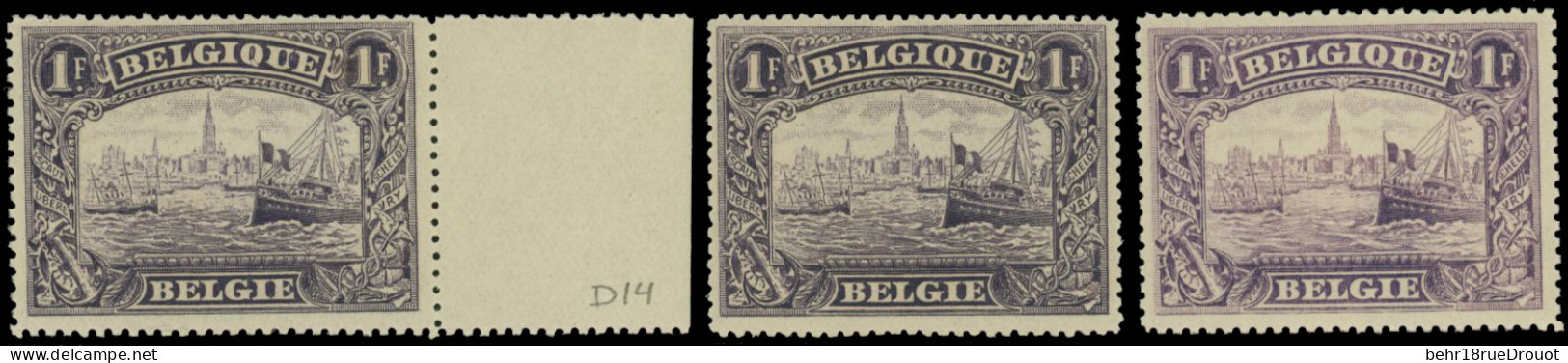 ** COB#145+145a+145A - 1F. Noir. 3 Valeurs Dont 2 Nuances Et 1 Perforation 15. Bon Centrage. Très Frais. SUP. - Other & Unclassified