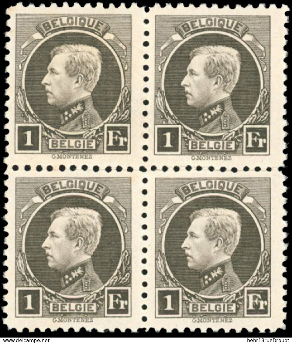 ** COB#214B - 1F. Noir Type Petit Montenez. Bloc De 4 (2 Timbres *). Dentelé 11 X 11 1/2. TB. - Other & Unclassified