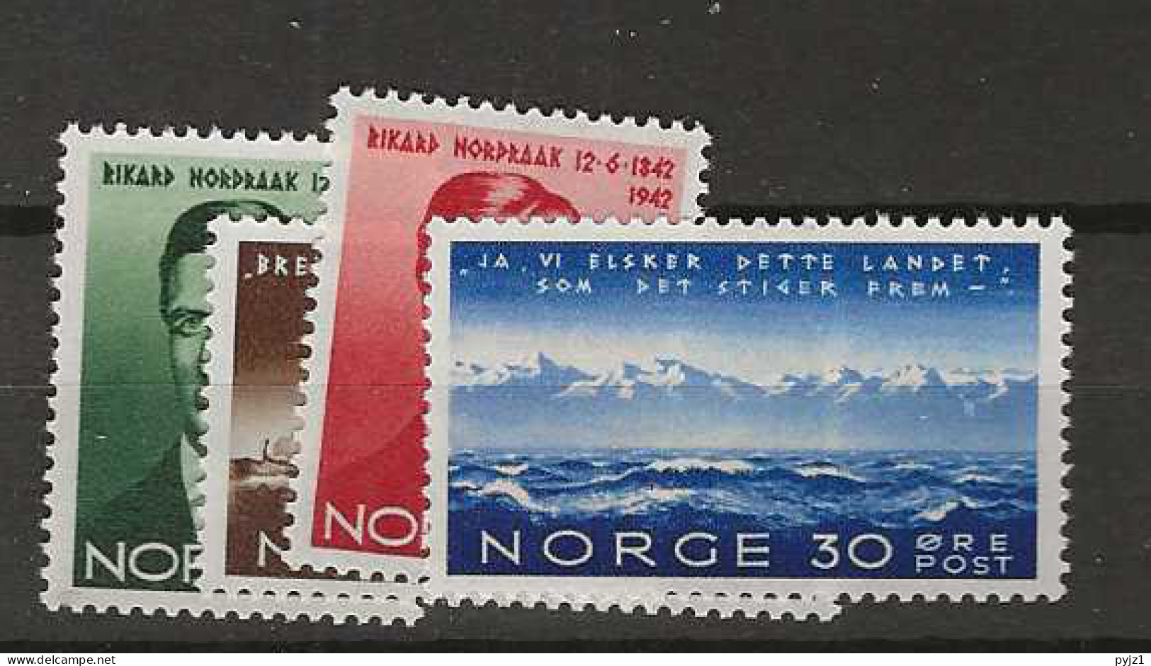 1942 MNH Norway Mi 267-70 Postfris** - Ongebruikt