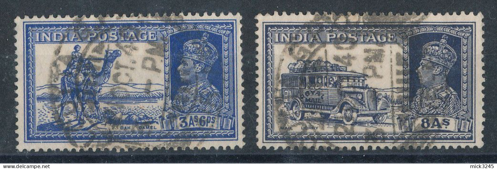 Inde Anglaise N°150 Chameau Et N°153 Voiture Postale - 1936-47  George VI