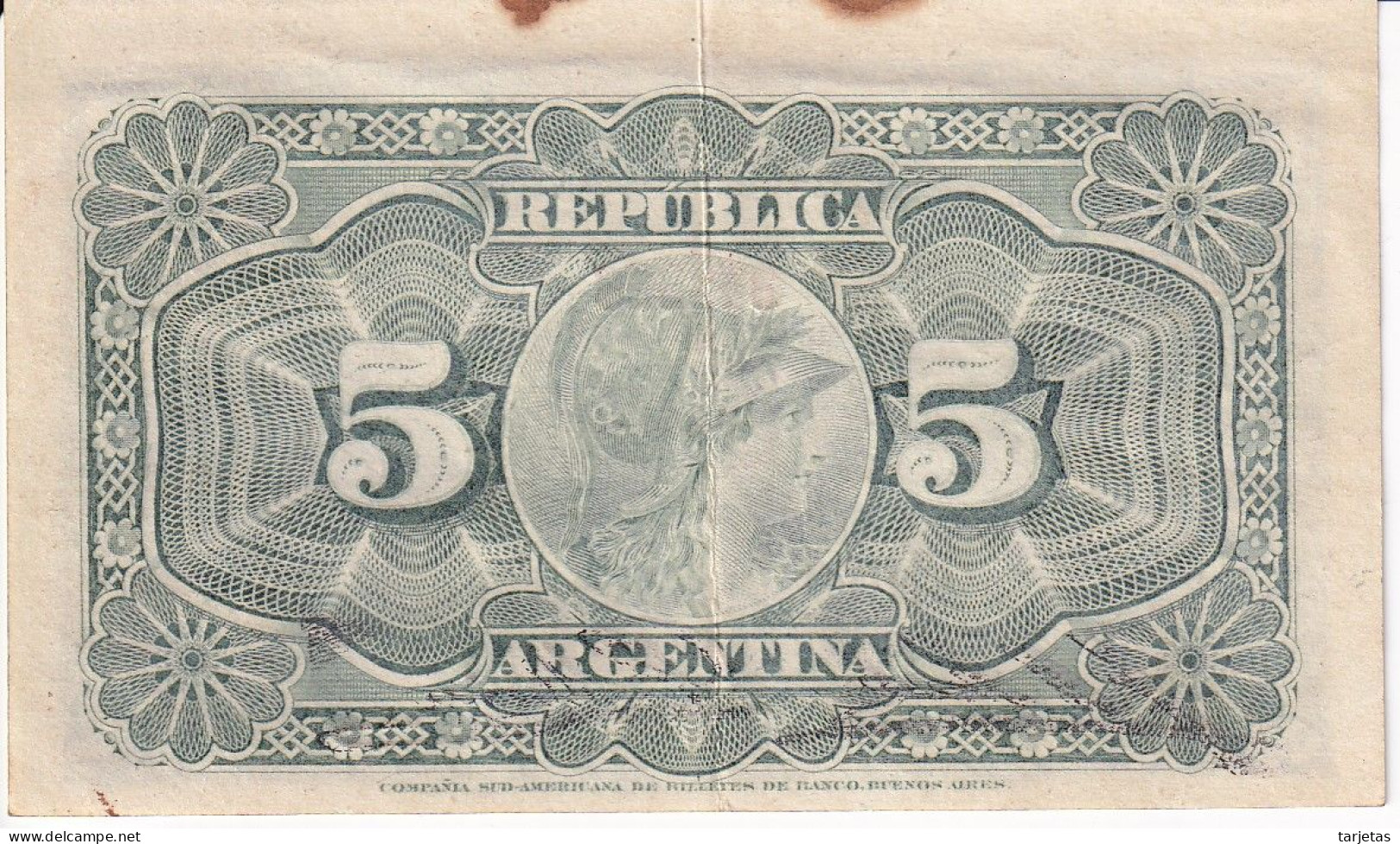BILLETE DE ARGENTINA DE 5 CENTAVOS DEL AÑO 1891 (BANKNOTE) - Argentinië