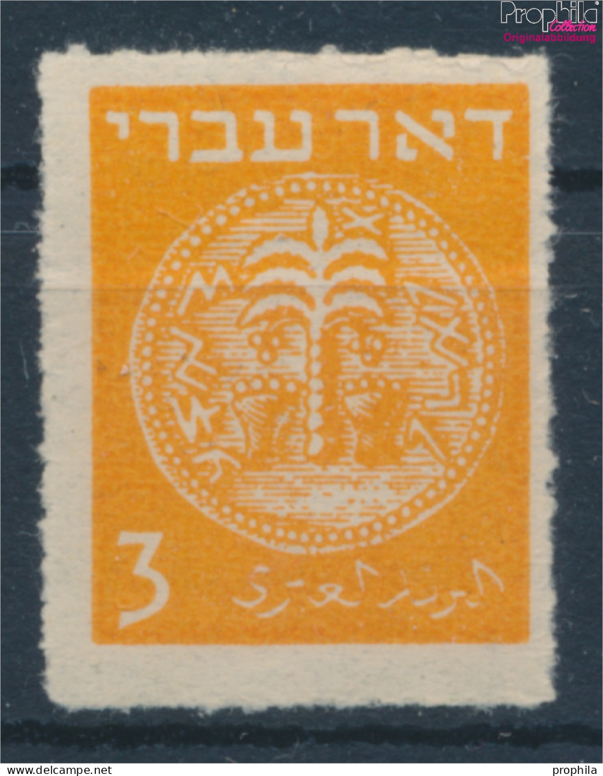 Israel 1F Durchstochen Statt Gezähnt Postfrisch 1948 Alte Münzen (10369213 - Unused Stamps (without Tabs)