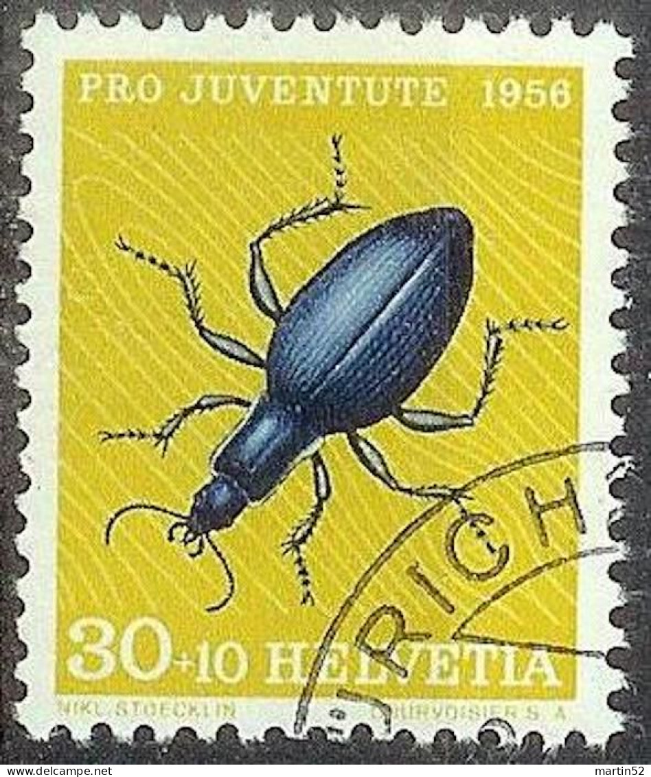 Schweiz Suisse Pro Juventute 1956: Laufkäfer (Carabus) Zu WI 166 Mi 635 Yv 584 Mit Eck-Stempel ZÜRICH (Zu CHF 7.00) - Sonstige & Ohne Zuordnung