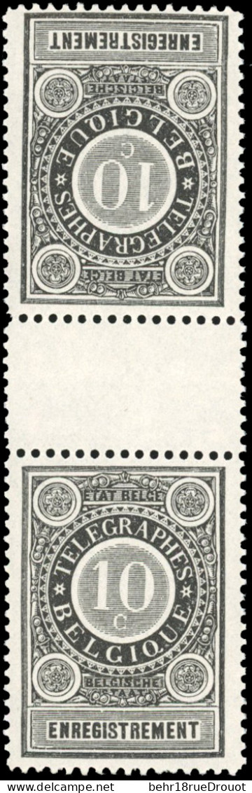 ** COB#RT1b - Timbres Télégraphe. Timbre De Reçu Télégraphique. Paire Tête-Bêche Verticale Sans Souche Inter-panneau. SU - Otros & Sin Clasificación