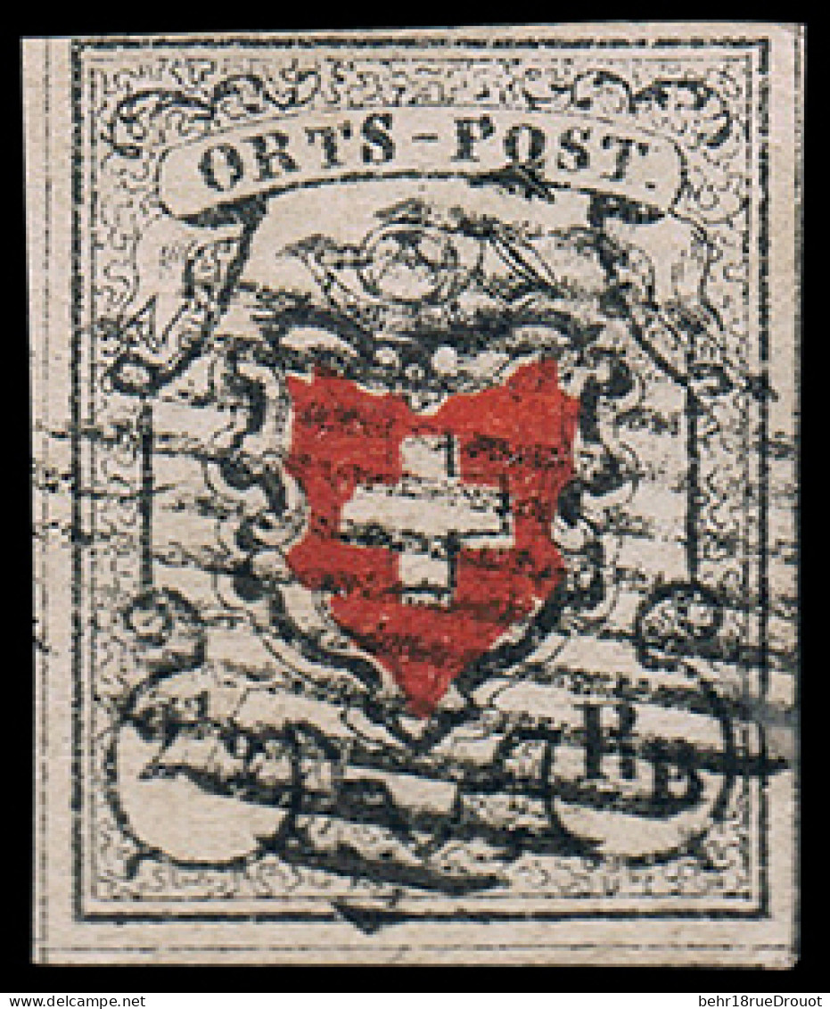 Obl. Zu#13I - 2 1/2 Rp. ORTS POST. Croix Encadrée Obl. Grille Fédérale Noire. Très Frais De Couleur. TB. - Sonstige & Ohne Zuordnung