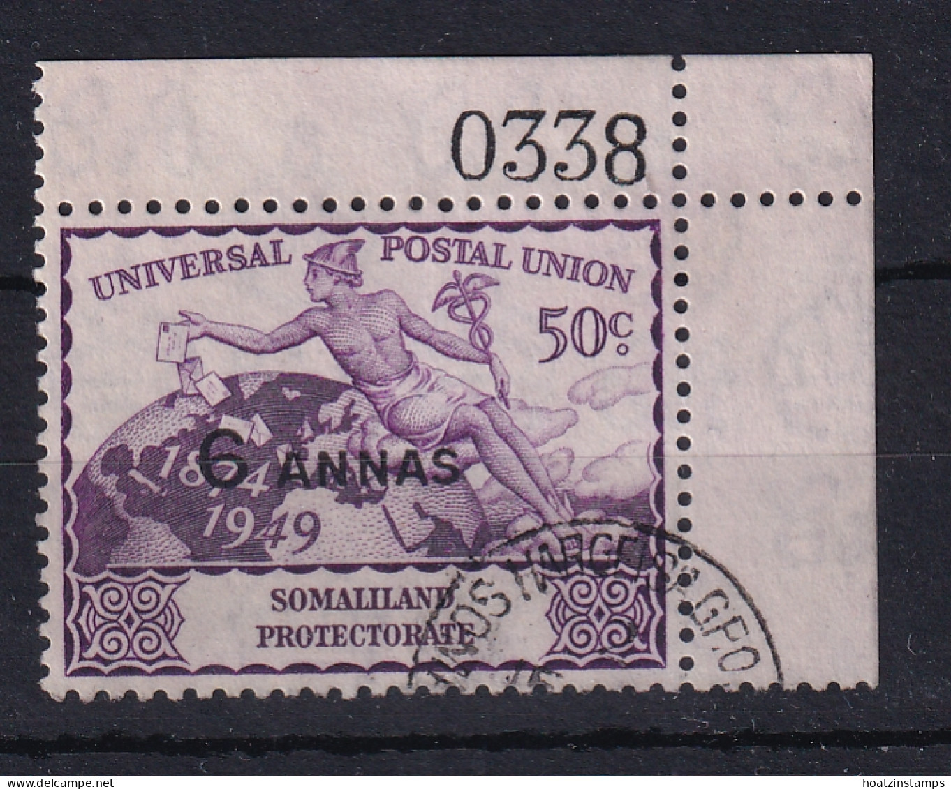 Somaliland Protectorate: 1949   U.P.U.   SG123   6a On 50c   Used - Somaliland (Herrschaft ...-1959)