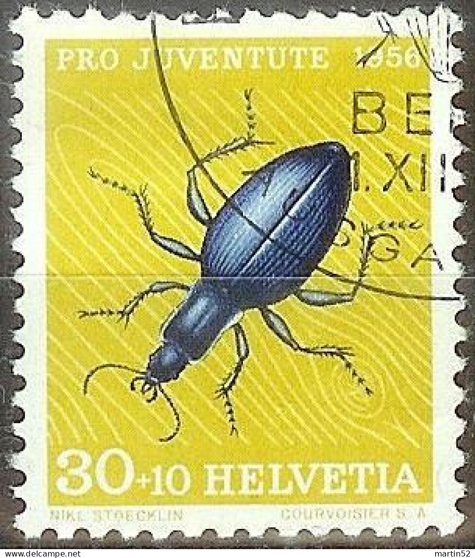 Schweiz Suisse Pro Juventute 1956: Laufkäfer (Carabus) Zu WI 166 Mi 635 Yv 584 Mit ET-Stempel BERN 1.XII.1956 AUSGABETAG - Used Stamps